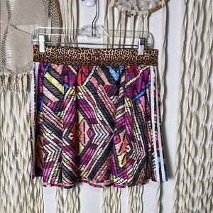 Adidas X Farm Rio Colorful Mixed Geometric Print Skater Skirt Size Small